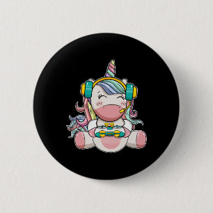 Badge Rond 5 Cm Girl Unicorn Jeu Vidéo mignonne Jeu Femmes Filles