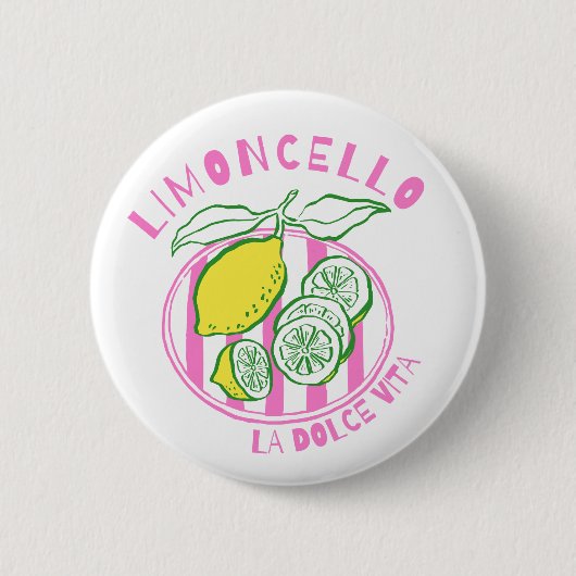 Badge Rond 5 Cm Girly Limoncello– La Dolce Vita Pink (Devant)