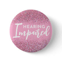 Girly Pink Glitter Script Hearing Impaired