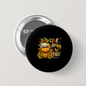 Badge Rond 5 Cm Give Thanks To The Lord Fall Christian Cross Coque (Devant & derrière)