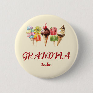 Badge Rond 5 Cm Glace Colorée Aquarelle Douce Grand-mère à venir