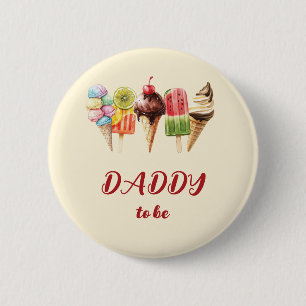 Badge Rond 5 Cm Glace Colorée Aquarelle Futur Papa Chéri