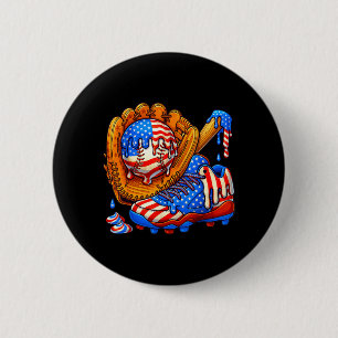 Badge Rond 5 Cm Glace Crème Goutte Baseball American Flag pour