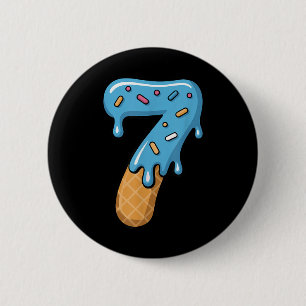 Badge Rond 5 Cm Glace numéro 7 Dégoulinante 67 Mème Couple Corresp