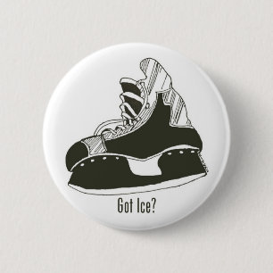 Badge Rond 5 Cm Glace obtenue ? Bouton de patin d'hockey