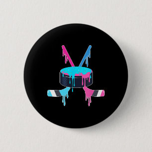 Badge Rond 5 Cm Glaçons de hockey sur glace Crème glacée au goutte