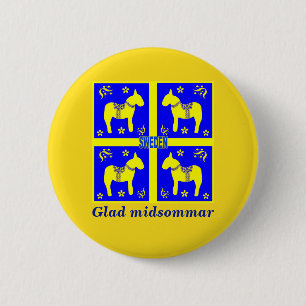 Badge Rond 5 Cm Glad Midsommar,