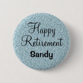 Badge Rond 5 Cm Glam Happy Retirement Bleu Parties scintillant Arg (Devant)