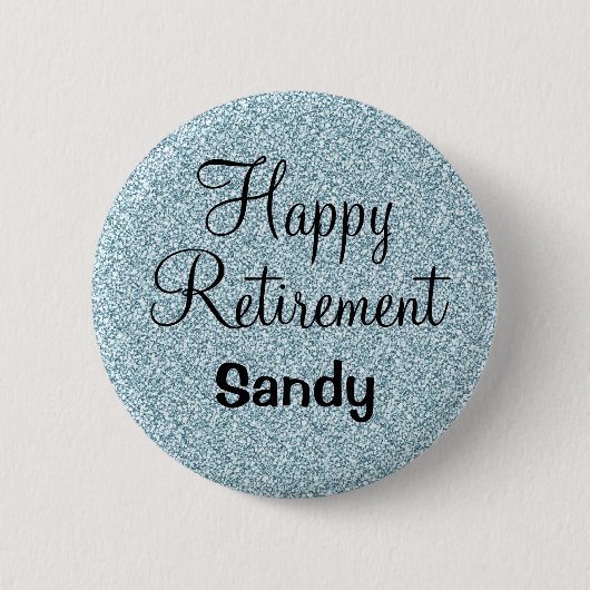 Badge Rond 5 Cm Glam Happy Retirement Bleu Parties scintillant Arg (Devant)