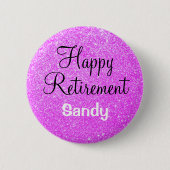 Badge Rond 5 Cm Glam Happy Retraite Purple Parties scintillant Éti (Devant)