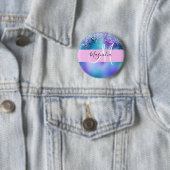 Badge Rond 5 Cm Glam Holographique Sirène Parties scintillant étin (En situation)