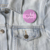 Badge Rond 5 Cm Glam Lilac Metallic rose Honeycomb Nom (En situation)
