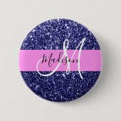 Badge Rond 5 Cm Glam Navy Blue Rose Parties scintillant Étincelles (Devant)