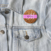 Badge Rond 5 Cm Glam Pink & Copper Parties scintillant étincelles  (En situation)