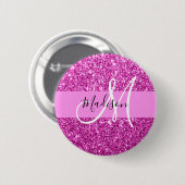Badge Rond 5 Cm Glam Pink & Magenta Parties scintillant Étincelle  (Devant & derrière)