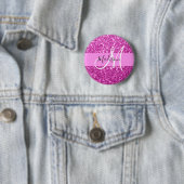 Badge Rond 5 Cm Glam Pink & Magenta Parties scintillant Étincelle  (En situation)