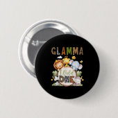 Badge Rond 5 Cm Glamma Of The Wild One 1st Birthday Boy Jungle Saf (Devant & derrière)