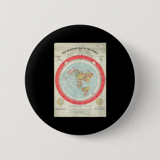 Badge Rond 5 Cm Gleason's New Standard Map Of The World - Flat Ear (Devant)