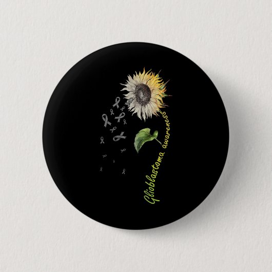 Badge Rond 5 Cm Glioblastoma Awareness Sunflower (Devant)