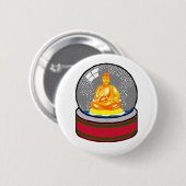 Badge Rond 5 Cm Globe de neige de Bouddha (Devant & derrière)