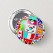 Badge Rond 5 Cm Globe des drapeaux (Devant & derrière)