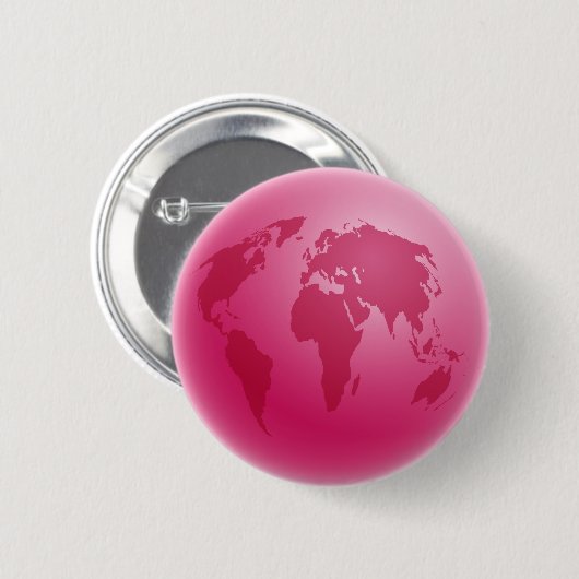 Badge Rond 5 Cm Globe rose (Devant & derrière)
