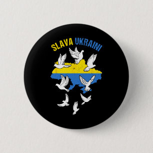 Badge Rond 5 Cm Gloire à l'Ukraine Carte du drapeau de l'Ukraine C