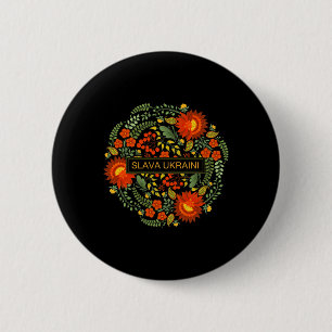 Badge Rond 5 Cm Gloire à l'Ukraine Peinture de Petrykivka-gloire à