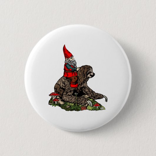 Badge Rond 5 Cm Gnome à cheval sur une parcelle (Devant)
