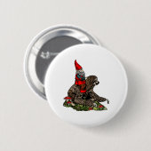 Badge Rond 5 Cm Gnome à cheval sur une parcelle (Devant & derrière)