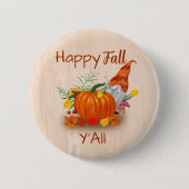 Badge Rond 5 Cm Gnome Automne Mignonne En Patch Citrouille (Devant)