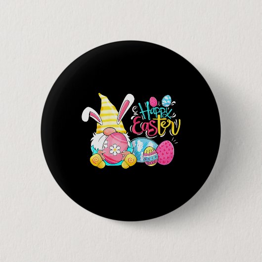 Badge Rond 5 Cm Gnome Chasse aux oeufs de Pâques Gnomes Bunny Joye (Devant)
