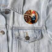 Badge Rond 5 Cm Gnome II de bibliothèque (En situation)