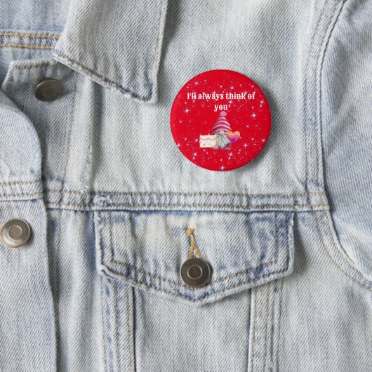 Badge Rond 5 Cm Gnome in love with rainbow heart (En situation)