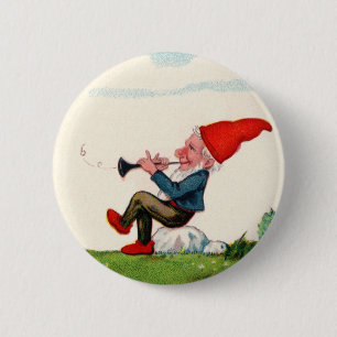 Badge Rond 5 Cm Gnome jouant le bouton de musique
