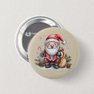 Badge Rond 5 Cm Gnome Noël Saison Hiver Gnomes Amant Vacances