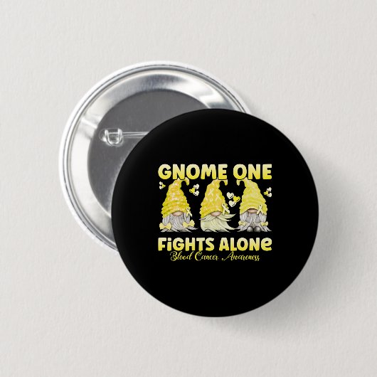 Badge Rond 5 Cm Gnome One combat seul Cancer du Sang Jaune (Devant & derrière)