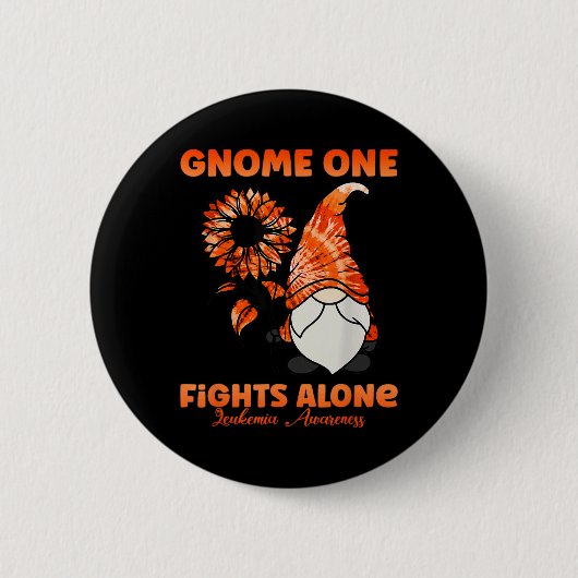 Badge Rond 5 Cm Gnome One combat seul Orange Ribbon Leukemia Awar (Devant)