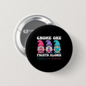Badge Rond 5 Cm Gnome One Fights Alone - Christmas Thyroid Cancer (Devant & derrière)