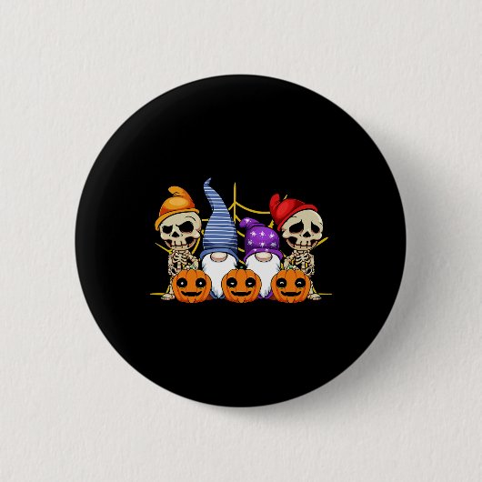 Badge Rond 5 Cm Gnome Squelette Lazy Costume d'Halloween Cute Citr (Devant)