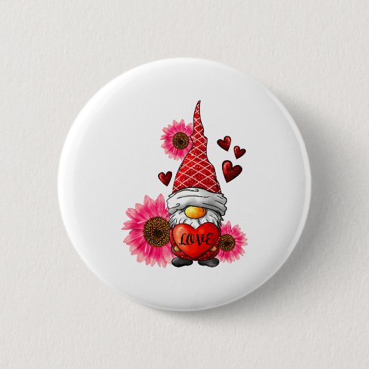 Badge Rond 5 Cm Gnome Valentines Day Cute Gnome Heart Leopard Sunf (Devant)