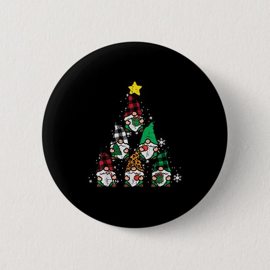 Badge Rond 5 Cm Gnomes Arbre de Noël Drôle Jours fériés Hommes Fem (Devant)