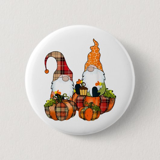 Badge Rond 5 Cm Gnomes citrouilles Automne automne mignon Hallowee (Devant)