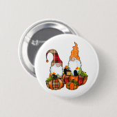 Badge Rond 5 Cm Gnomes citrouilles Automne automne mignon Hallowee (Devant & derrière)