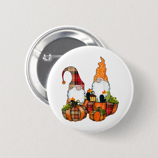 Badge Rond 5 Cm Gnomes citrouilles Automne automne mignon Hallowee (Devant & derrière)