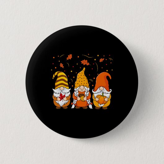 Badge Rond 5 Cm Gnomes citrouilles Automne Mignons Halloween Thank (Devant)