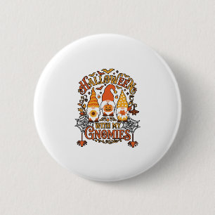 Badge Rond 5 Cm Gnomes d'Halloween Citrouille Toile d'Araignée Cha