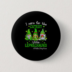 Badge Rond 5 Cm Gnomes Mère Bébé Infirmière St Patrick's Day Lepre