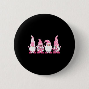 Badge Rond 5 Cm Gnomes Sensibilisation au cancer du sein Paix Love