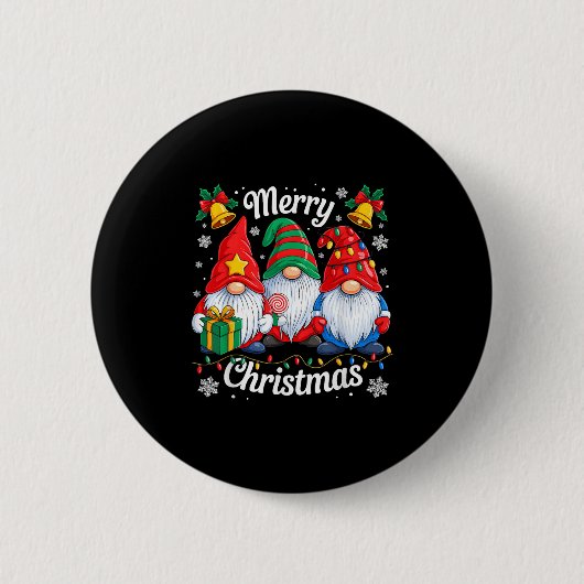 Badge Rond 5 Cm Gnomes Xmas drôle Joyeux Noël Gnomes Hommes Femmes (Devant)